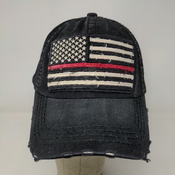 KBEthos Men's Patriotic Slideback Hat Black OS Distressed Big American Flag - Picture 3 of 10